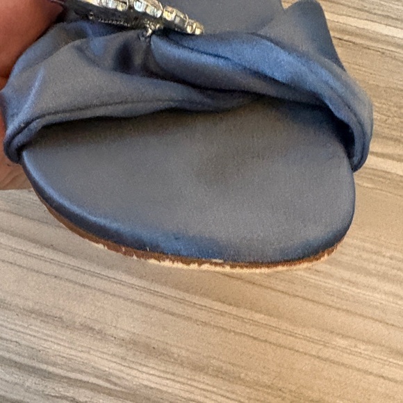 Zara Women's Blue Satin Sandals with Crystal Embellishments - Picture 5 of 10